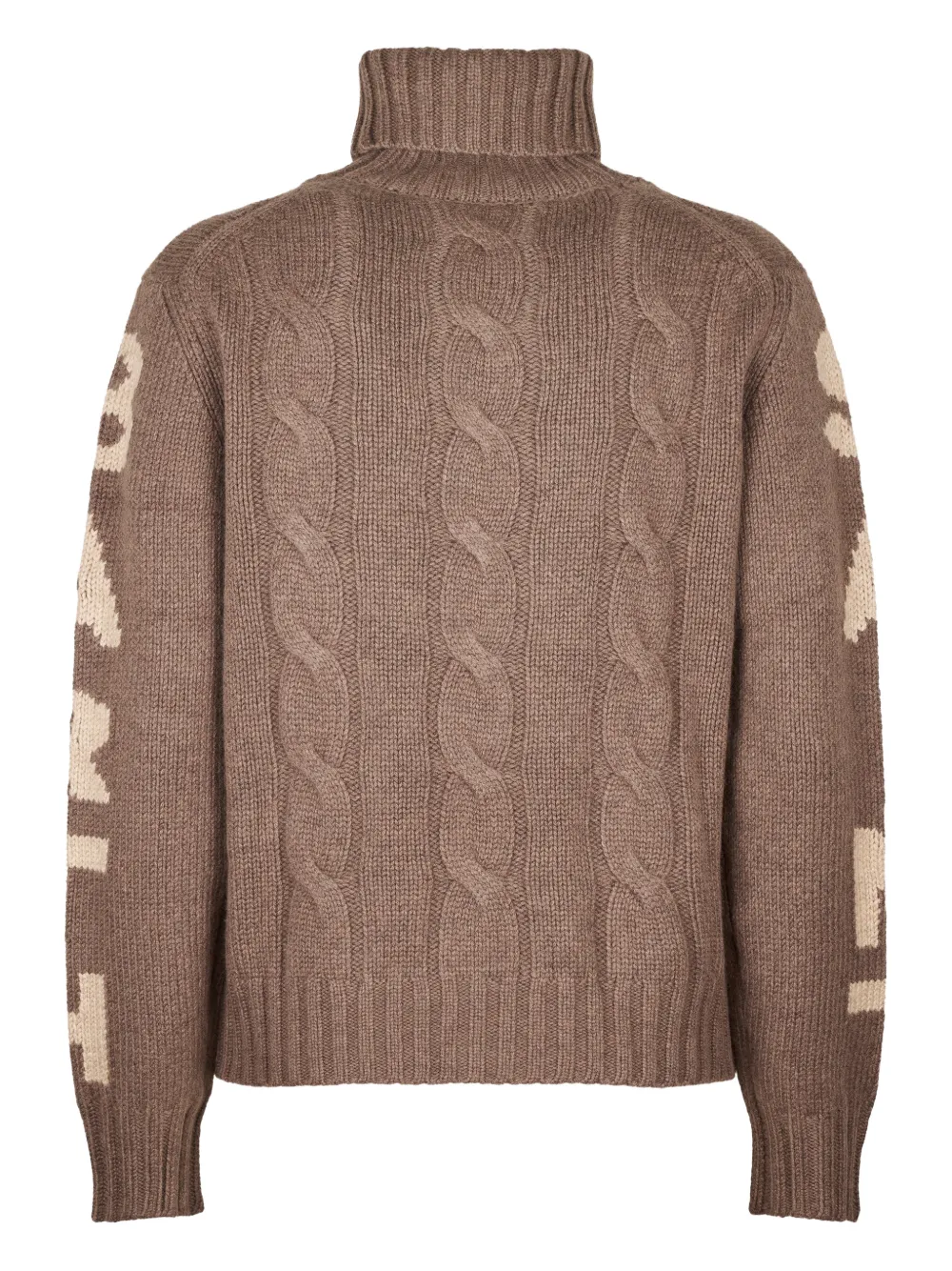 Mc2 Saint Barth Cable-knit Roll-neck Sweater In Brown