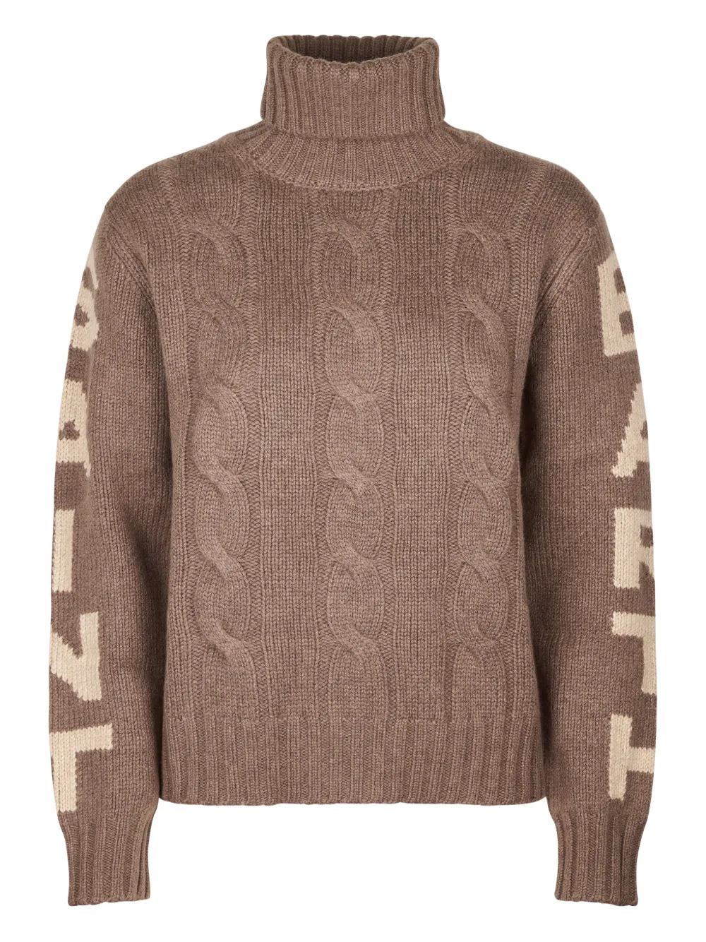 Mc2 Saint Barth Cable-knit Roll-neck Sweater In Brown
