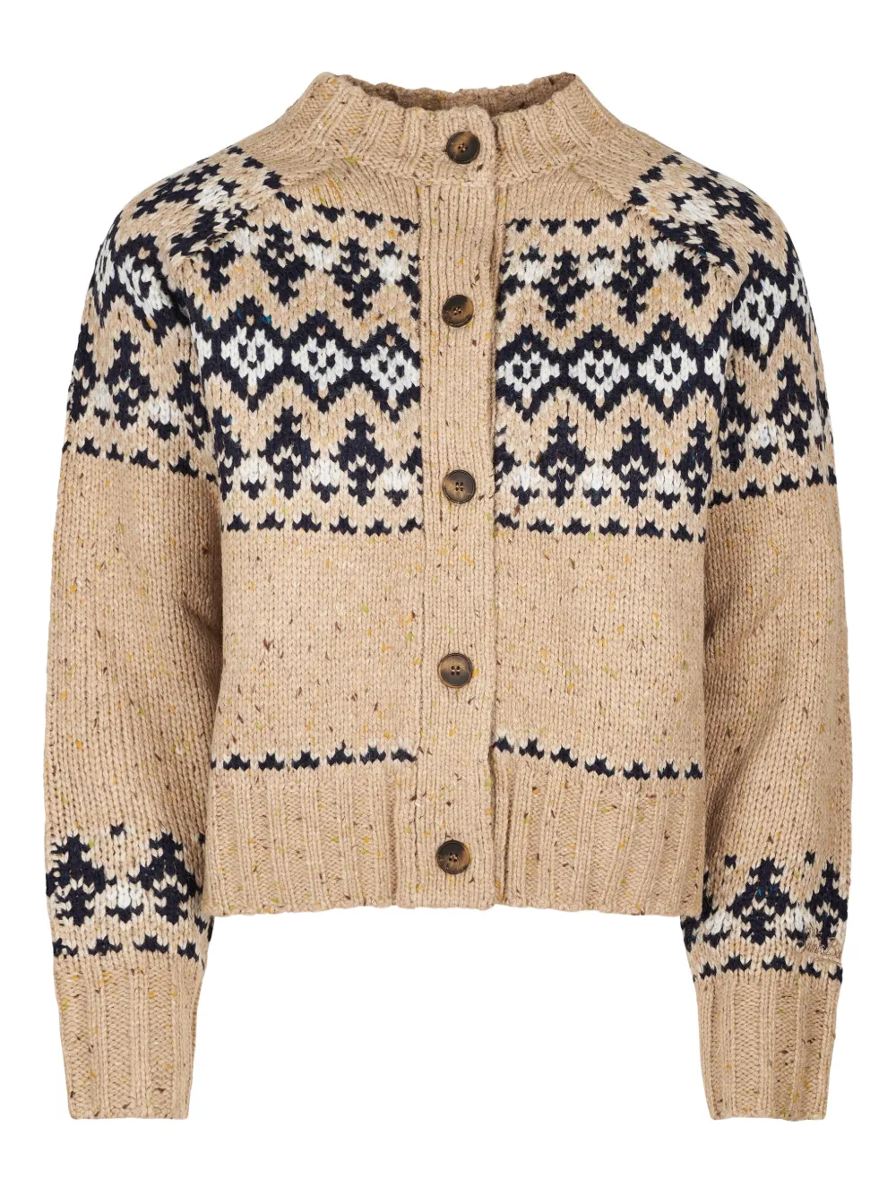 Mc2 Saint Barth Patterned Buttoned Cardigan In Brown