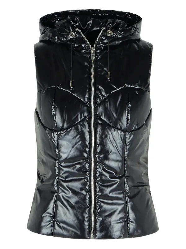 Coperni Drawstring-hood Zip Vest in Black