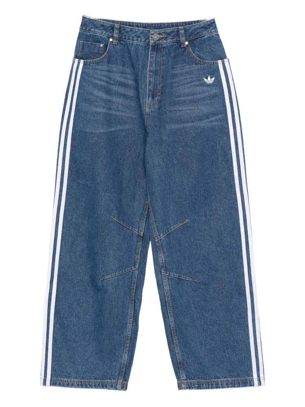Adidas Originals Striped Wide-leg Jeans In Multi