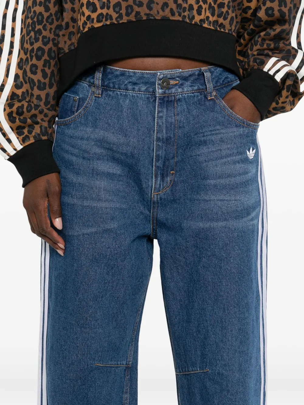 Adidas Originals Striped Wide-leg Jeans In Multi