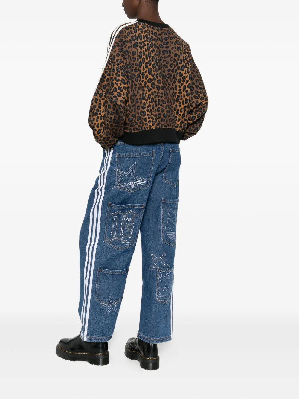 Adidas striped wide-leg jeans - Blauw