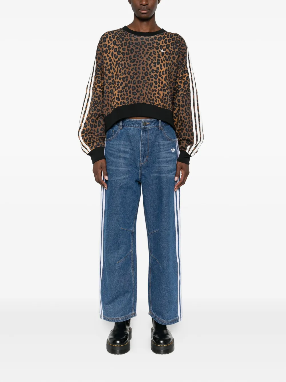 Adidas Originals Striped Wide-leg Jeans In Multi