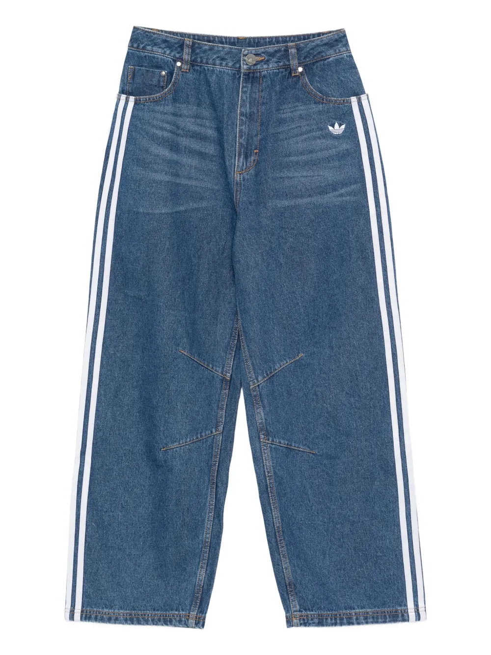 adidas striped wide-leg jeans | Blue | Image 1