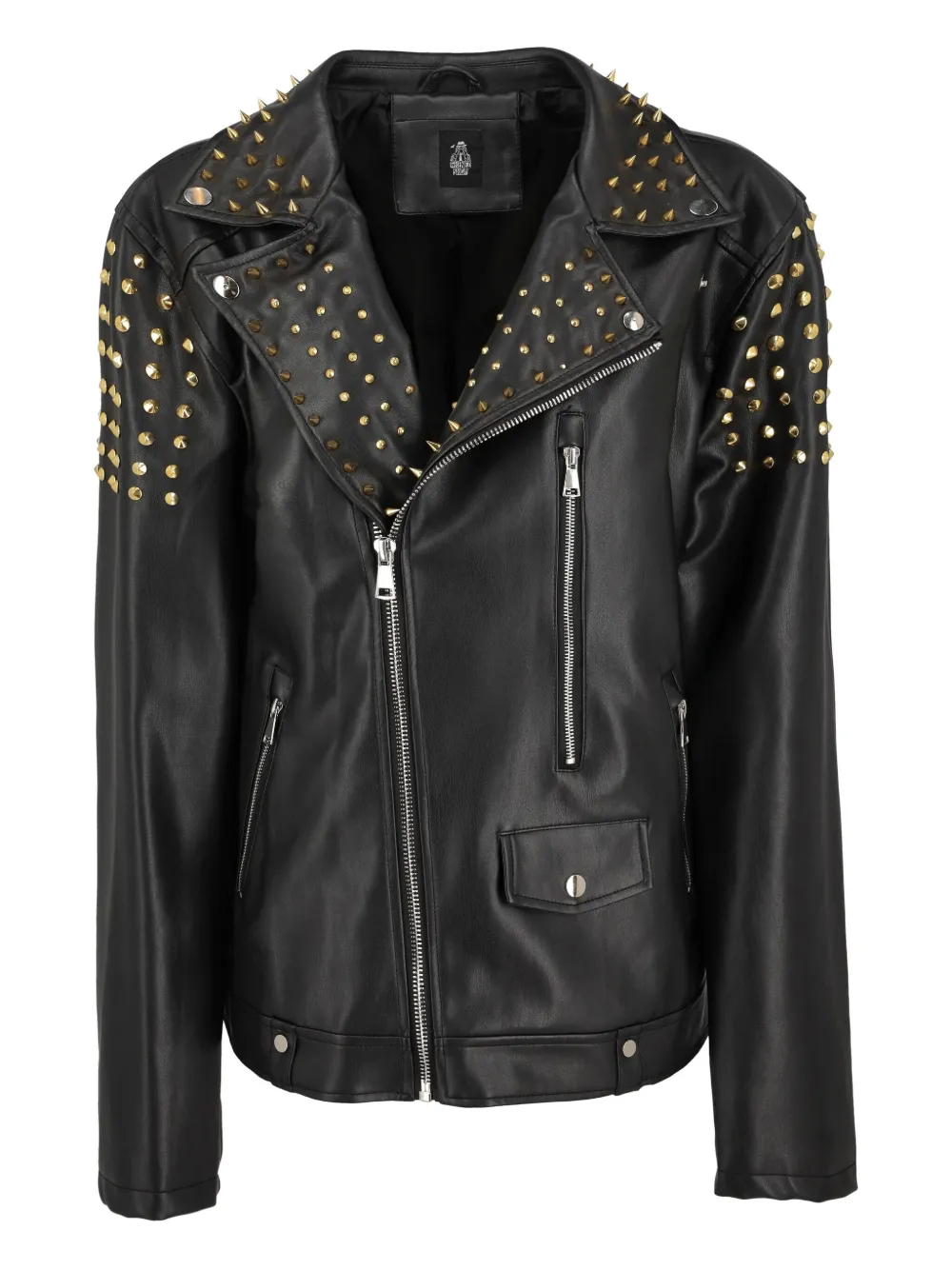 Vintage chamarra biker con apliques | negro | Image 1