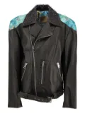 Vintage patterned studded biker jacket - Black