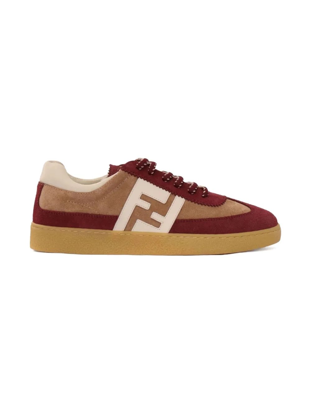 Fendi Kids logo-detail suede trainers Rood