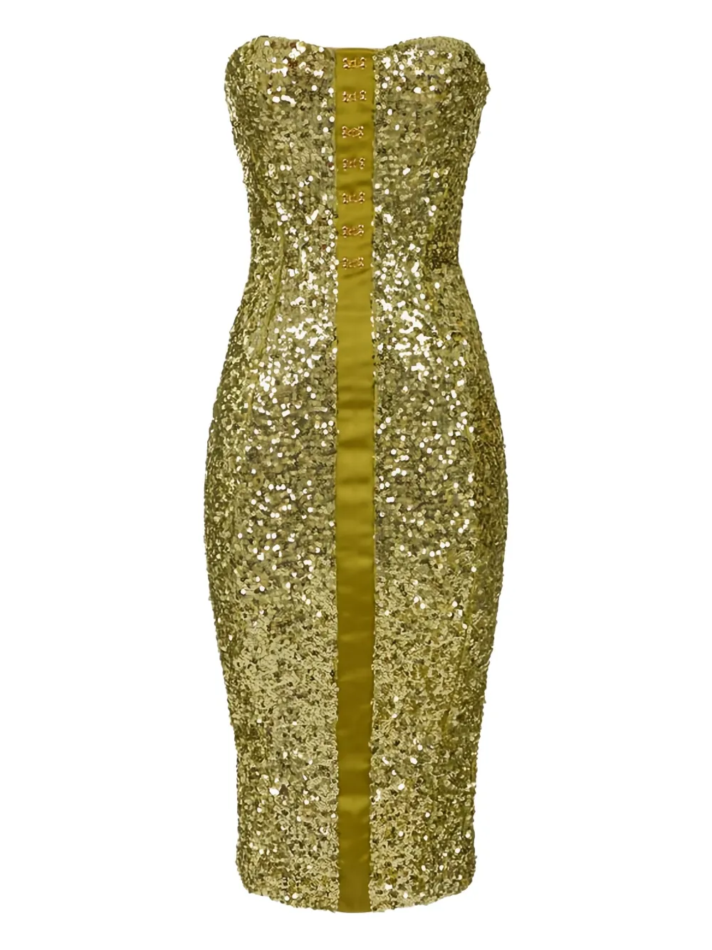Elisabetta Franchi Sequin Strapless Midi Dress In Green