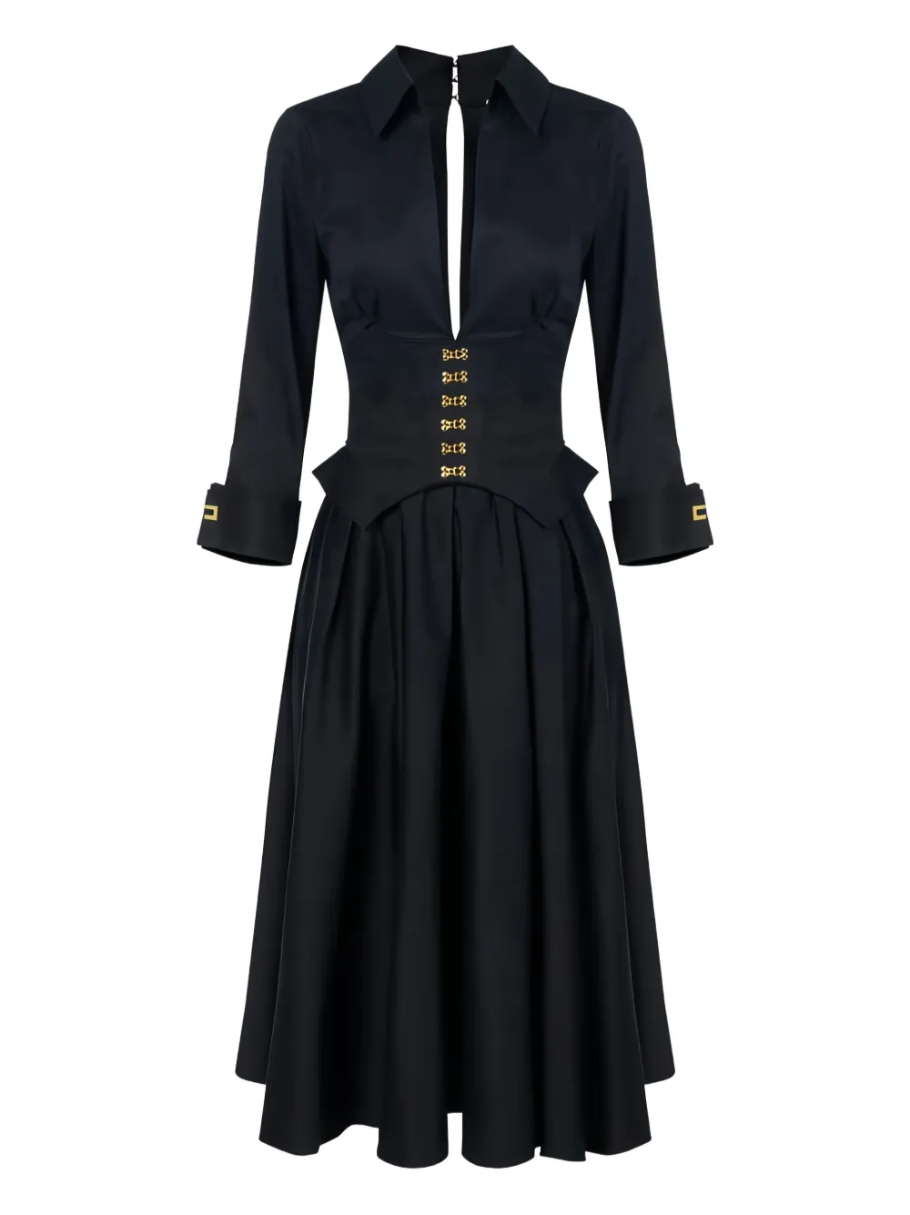 Elisabetta Franchi Long-sleeve Midi Dress In Black