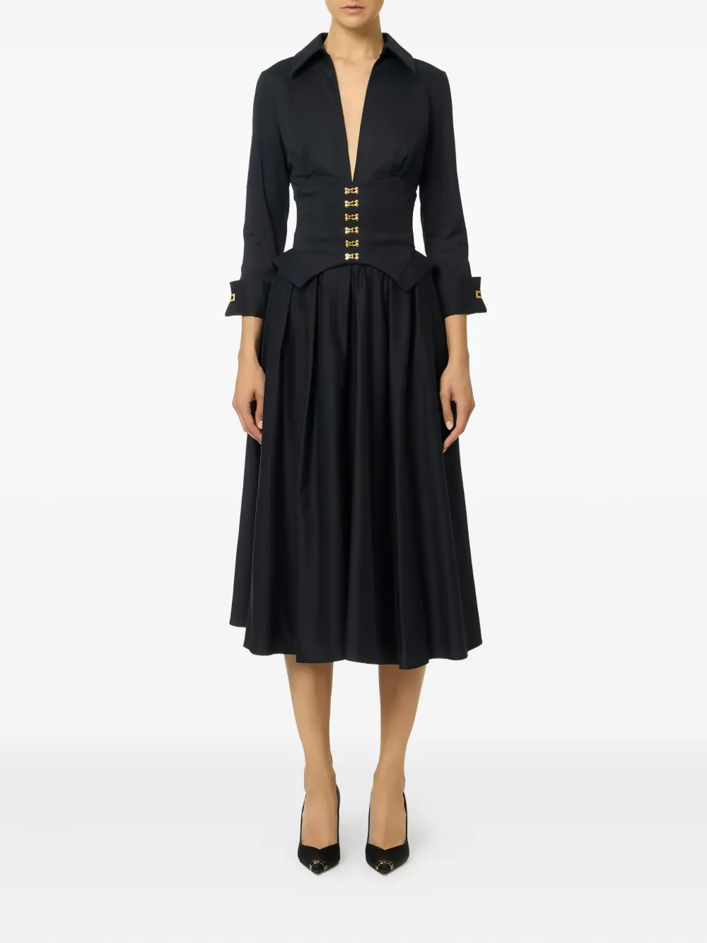 Elisabetta Franchi long-sleeve midi dress - Zwart