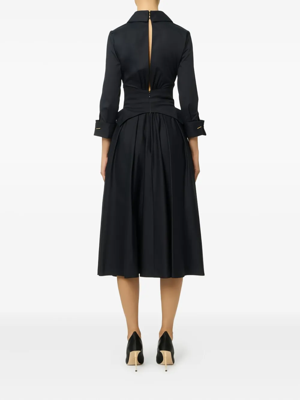 Elisabetta Franchi Long-sleeve Midi Dress In Black