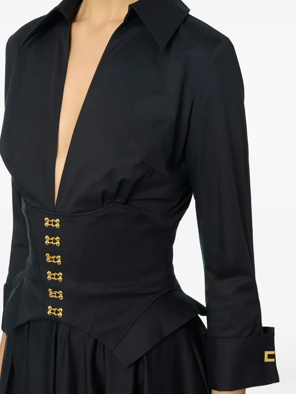 Elisabetta Franchi Long-sleeve Midi Dress In Black