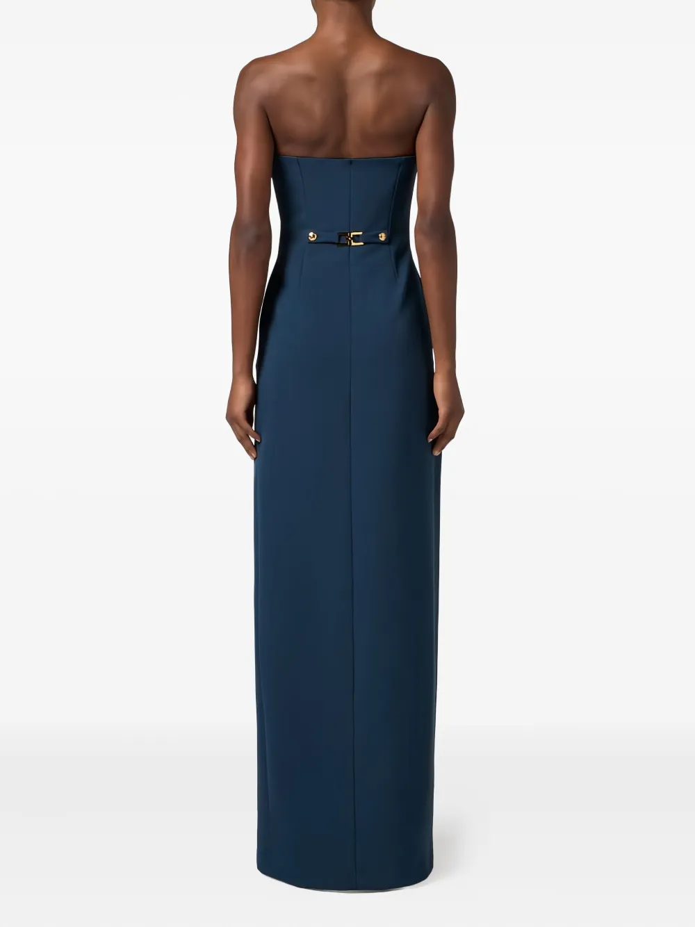 Elisabetta Franchi Tweed jurk met dubbele rij knopen Blauw