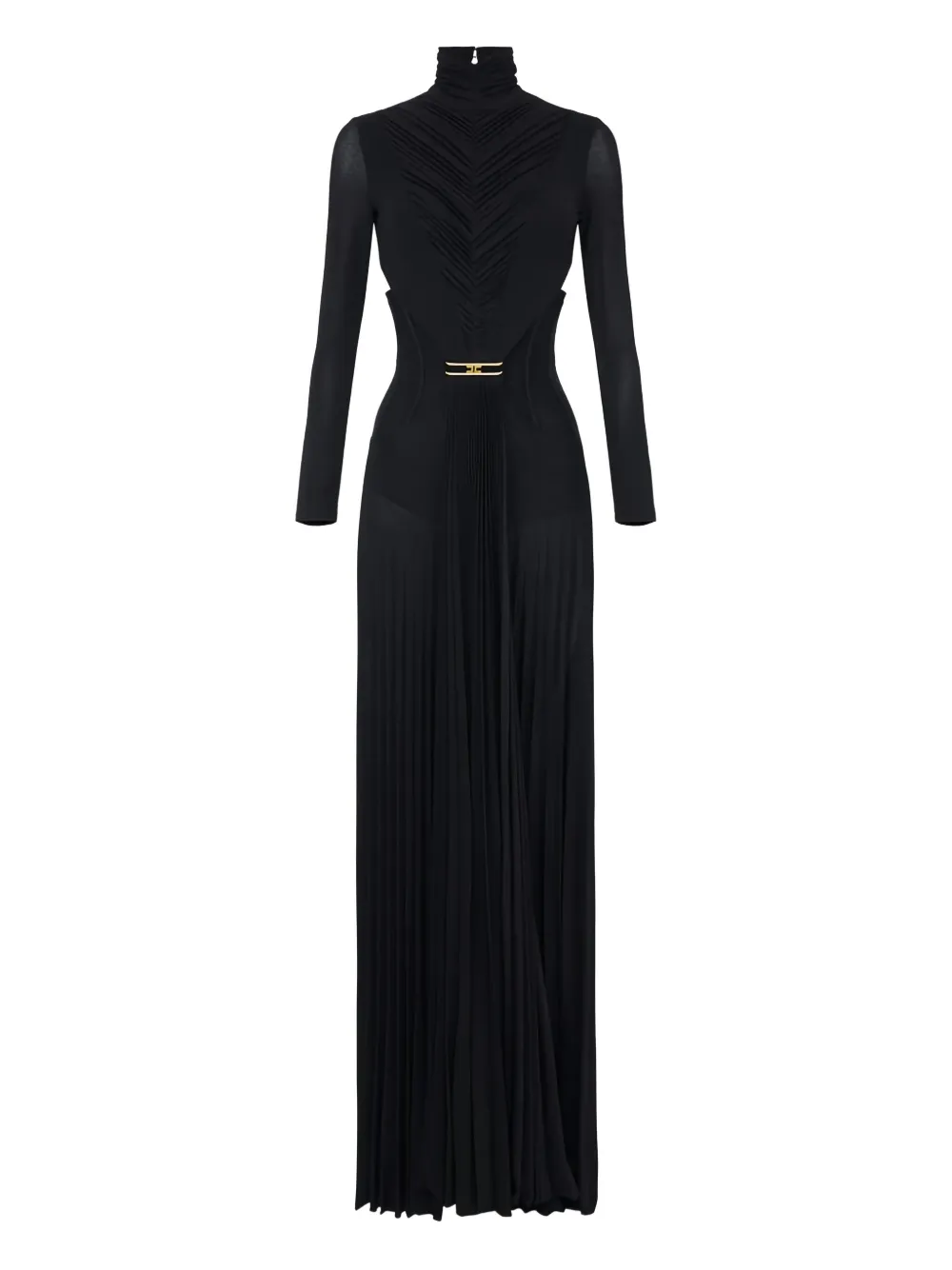 Elisabetta Franchi Draping Pleated Maxi Dress In Black