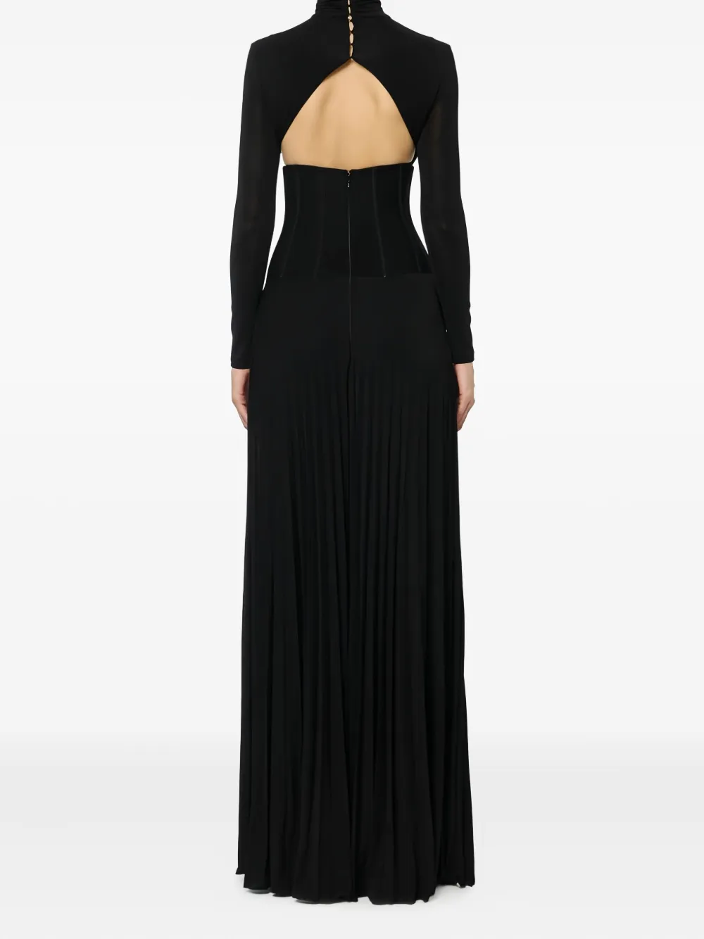 Elisabetta Franchi Draping Pleated Maxi Dress In Black