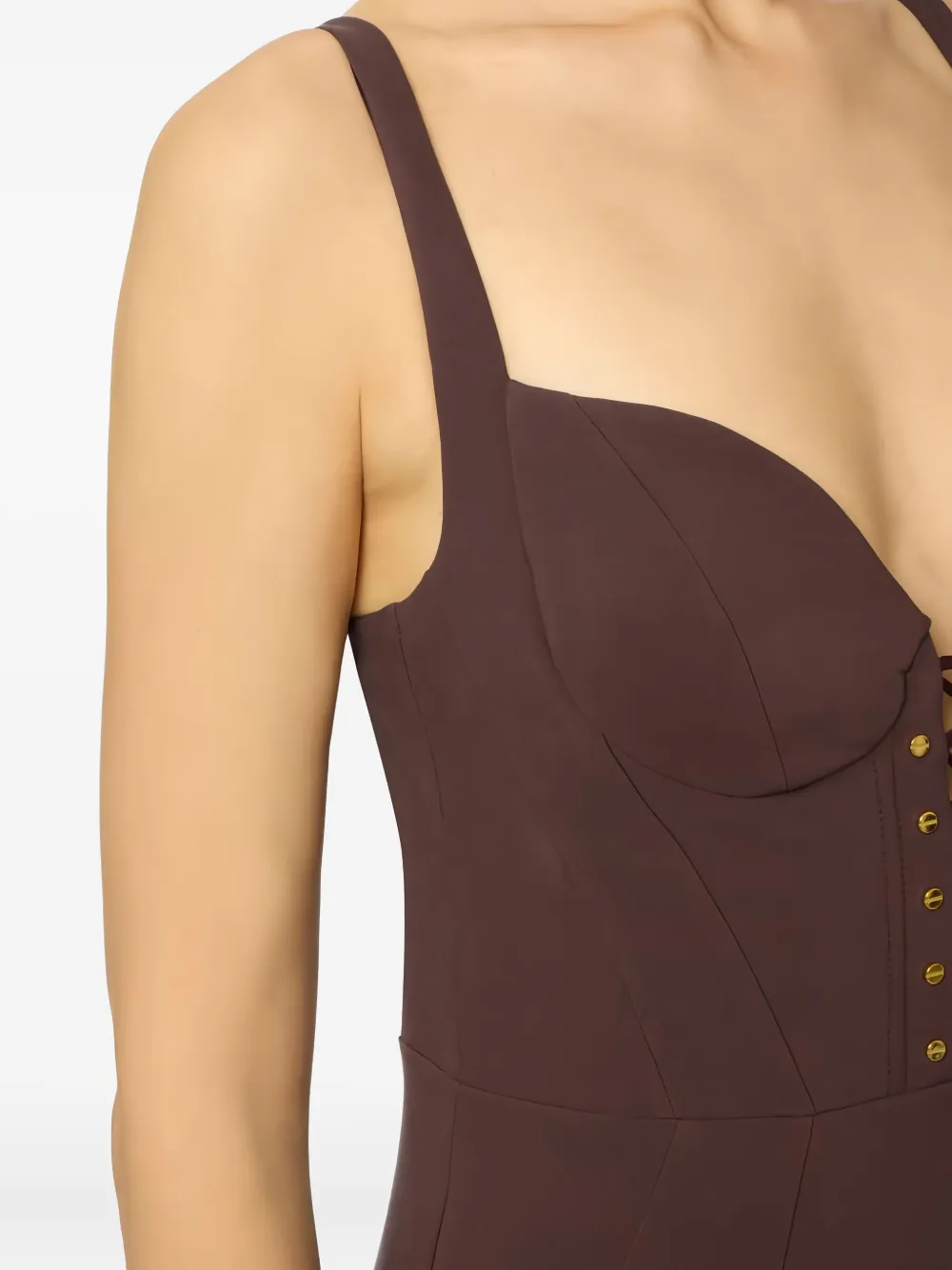 Elisabetta Franchi Criss-cross Detailed Mini Dress In Brown