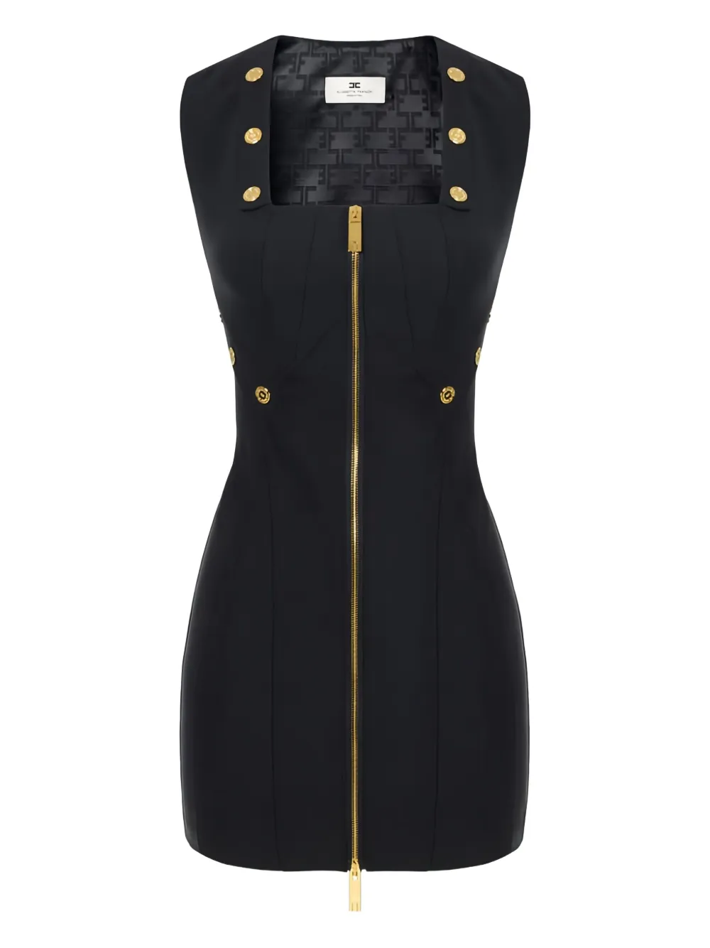 Elisabetta Franchi Jewel-button Mini Dress In Black