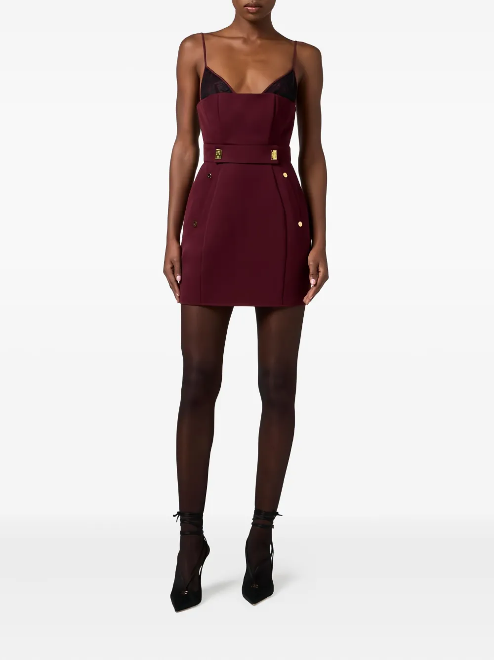 Elisabetta Franchi lace-detailed mini dress - Rood