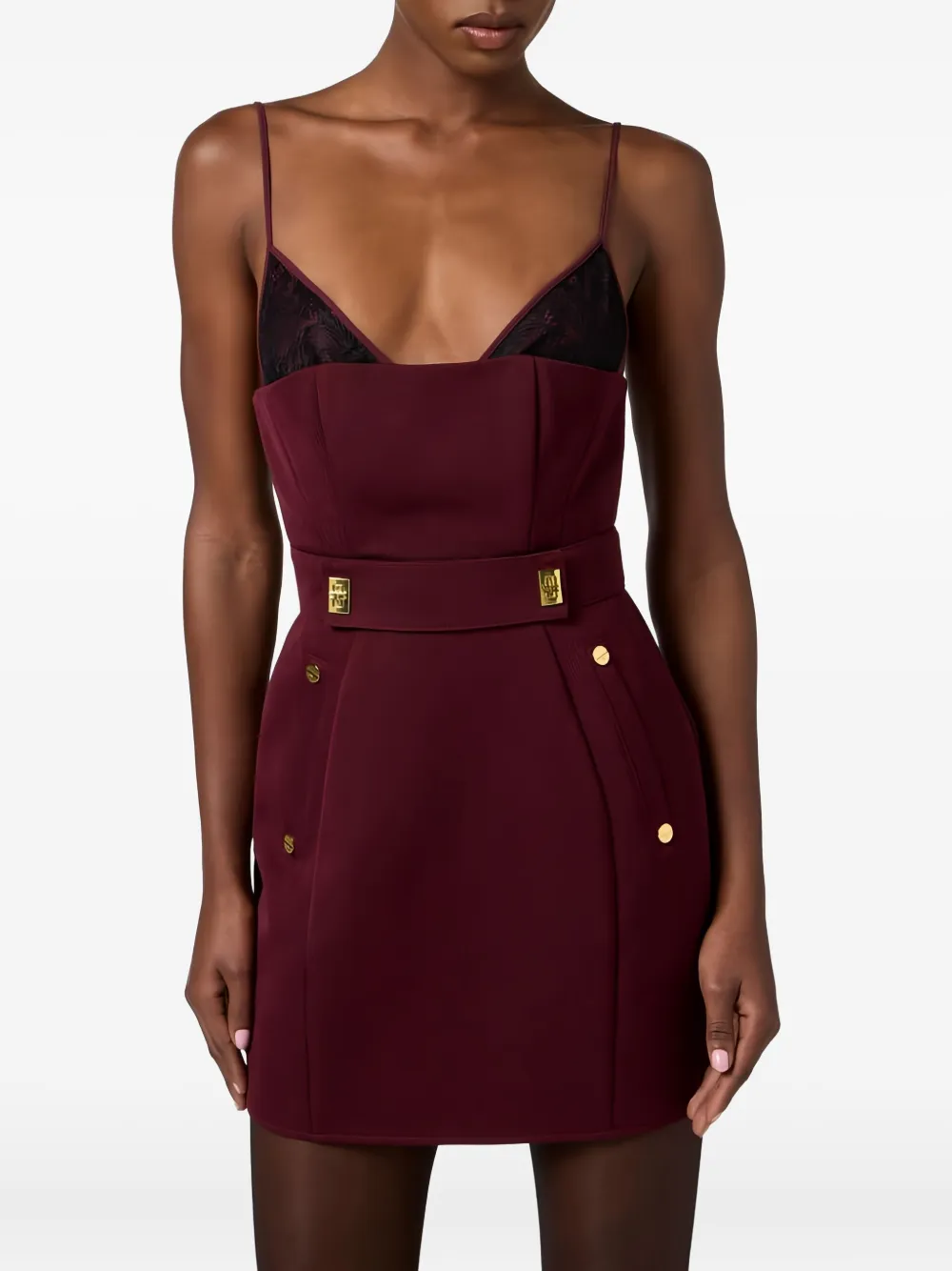 Elisabetta Franchi Lace-detailed Mini Dress In Red