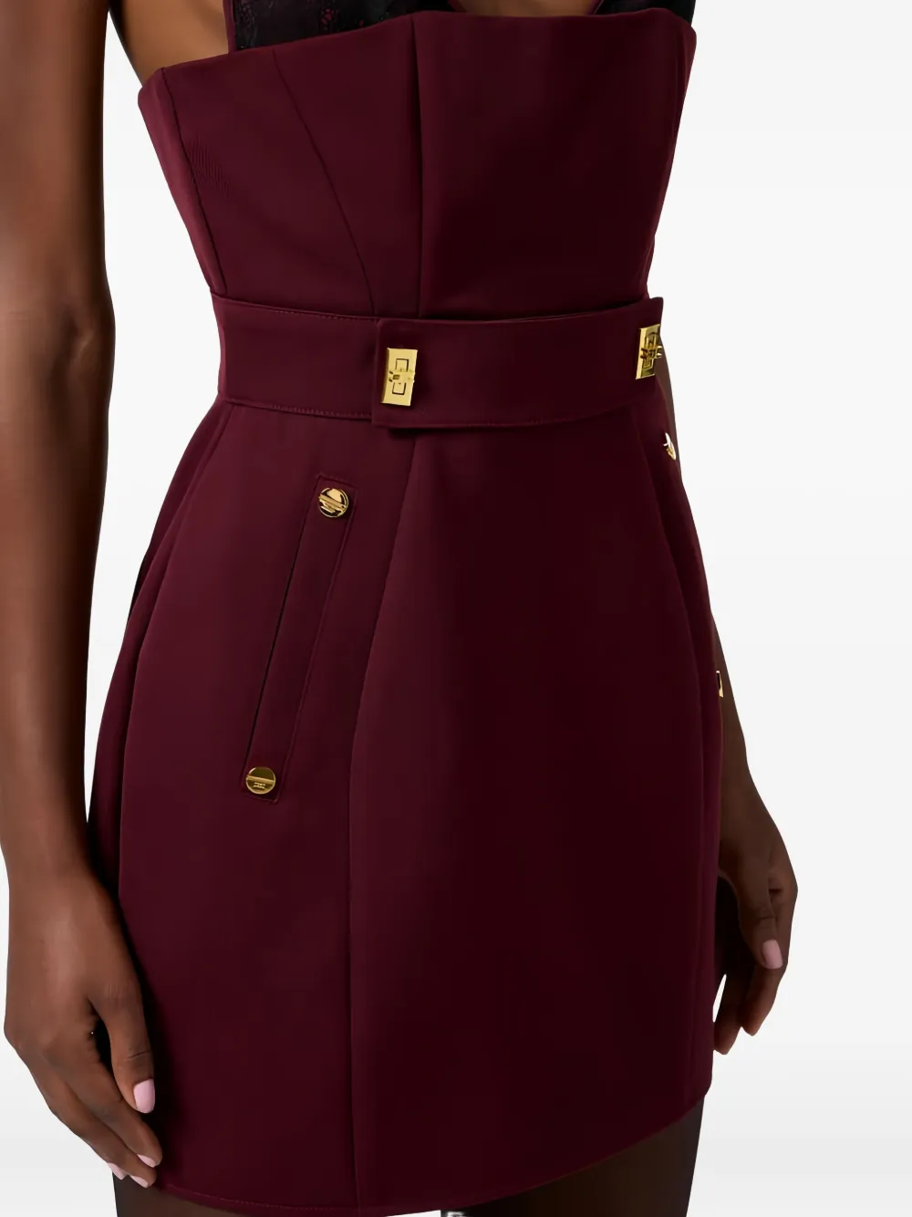 Elisabetta Franchi Lace-detailed Mini Dress In Red