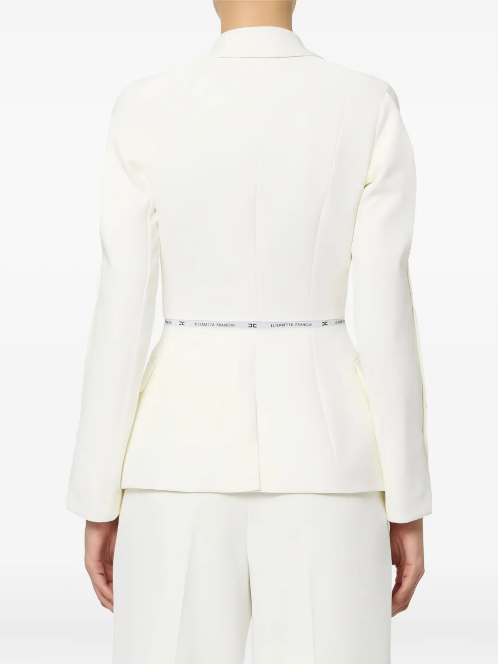 Elisabetta Franchi Logo Ribbon Crêpe Blazer In White