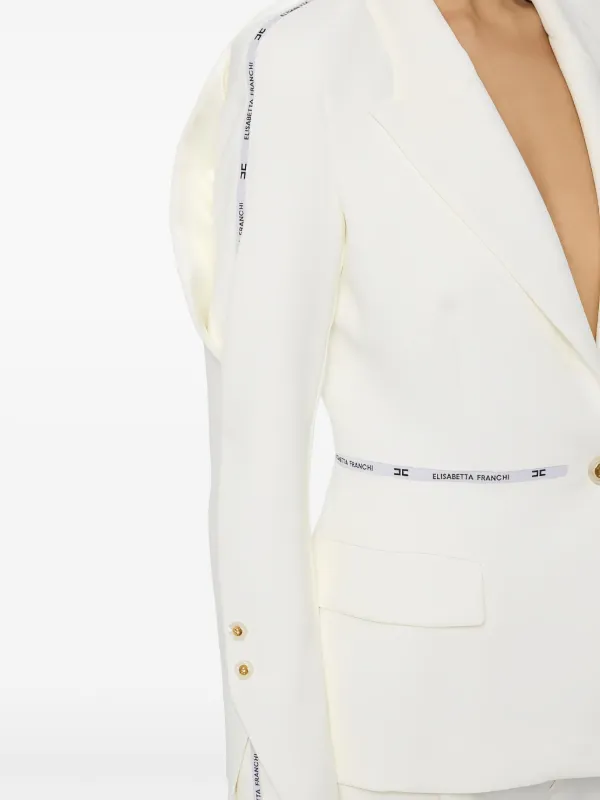 エリザベッタ フランキ ジャケット クラシックラペル ロゴ Elisabetta Franchi ロゴ ジャケット | ホワイト | FARFETCH JP
