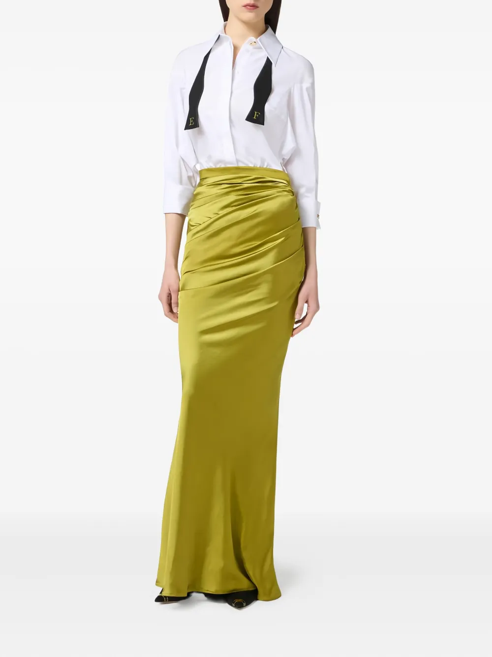 Elisabetta Franchi bow-tie draped maxi dress - Groen