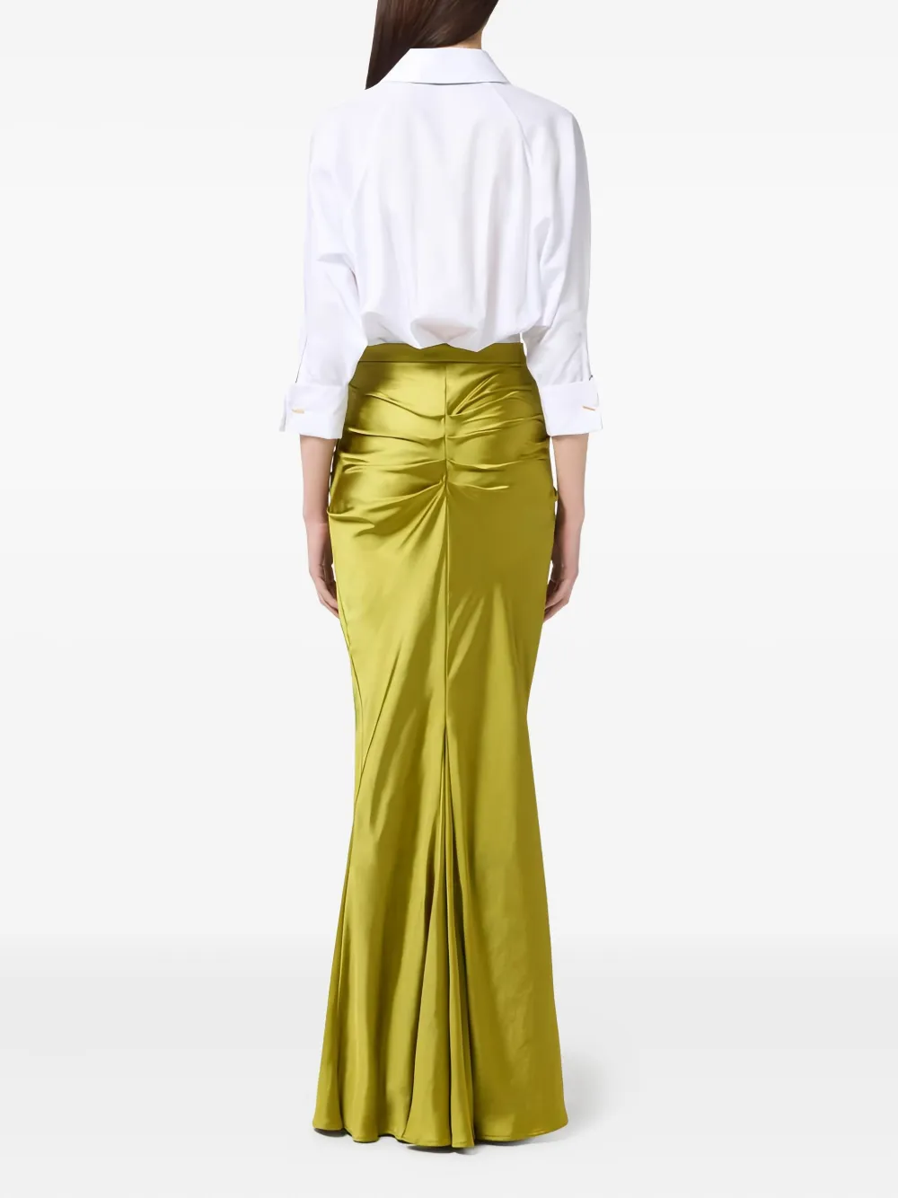 Elisabetta Franchi Gedrapeerde maxi-jurk met vlinderstrik Groen