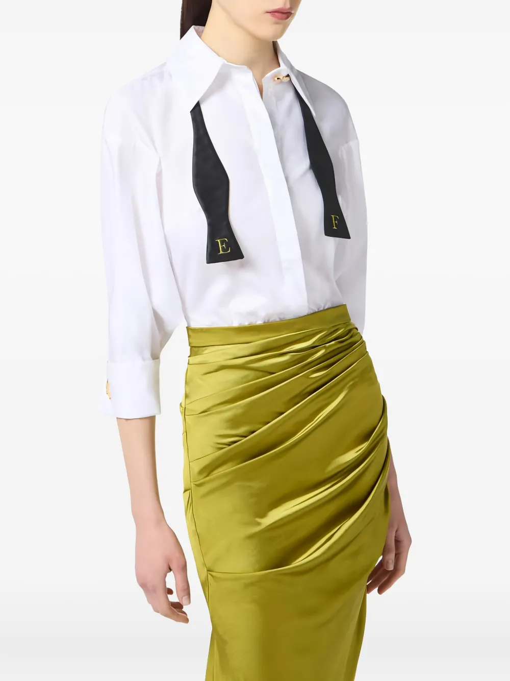 Elisabetta Franchi Gedrapeerde maxi-jurk met vlinderstrik Groen