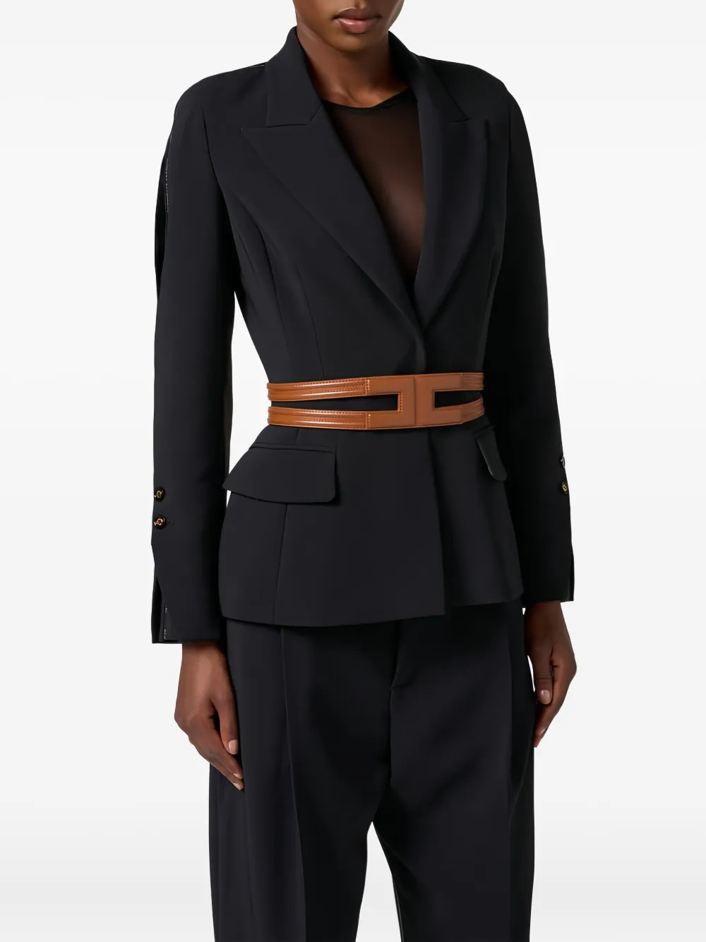 Elisabetta Franchi Riem met uitgesneden logo Bruin