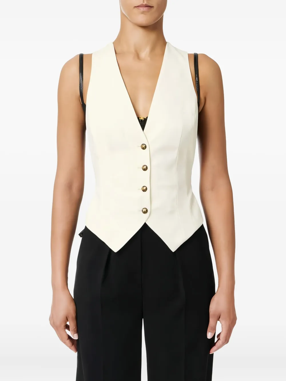Elisabetta Franchi Elasticated Waistcoat In Neutral