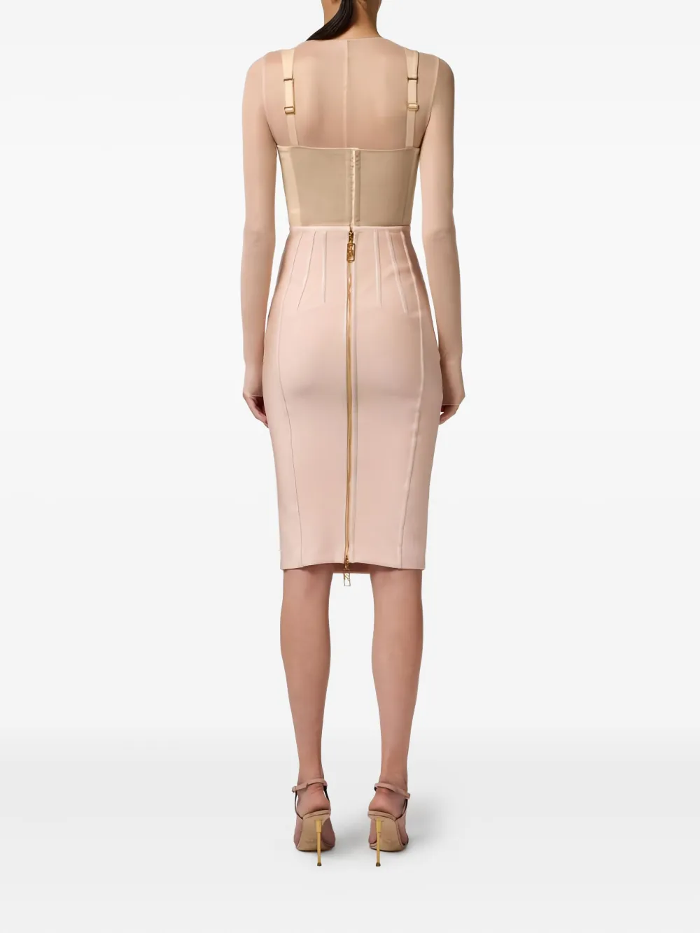 Elisabetta Franchi Corset Midi Skirt In Neutral