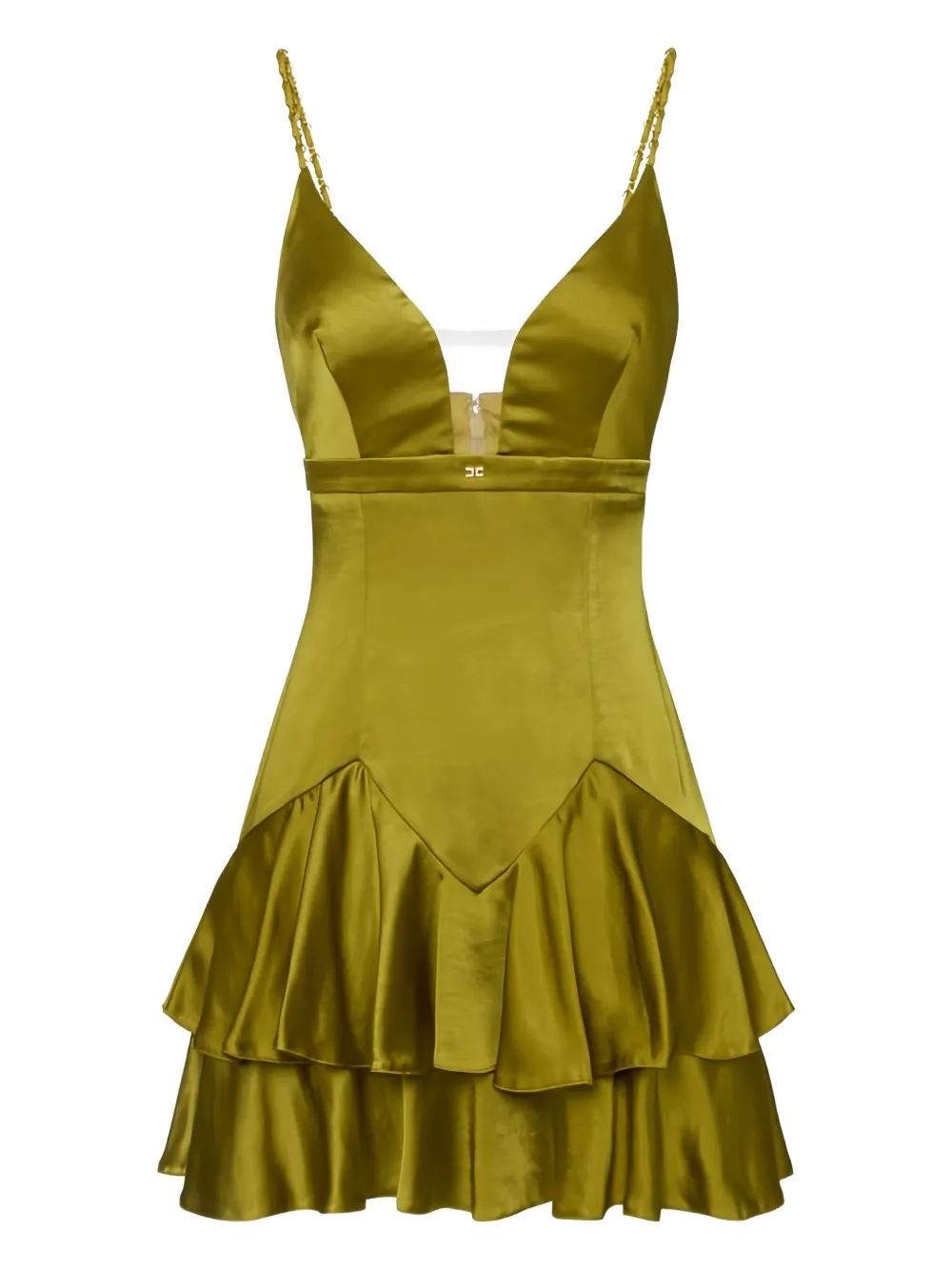 Elisabetta Franchi chain-strap flounce mini dress | Green | Image 1