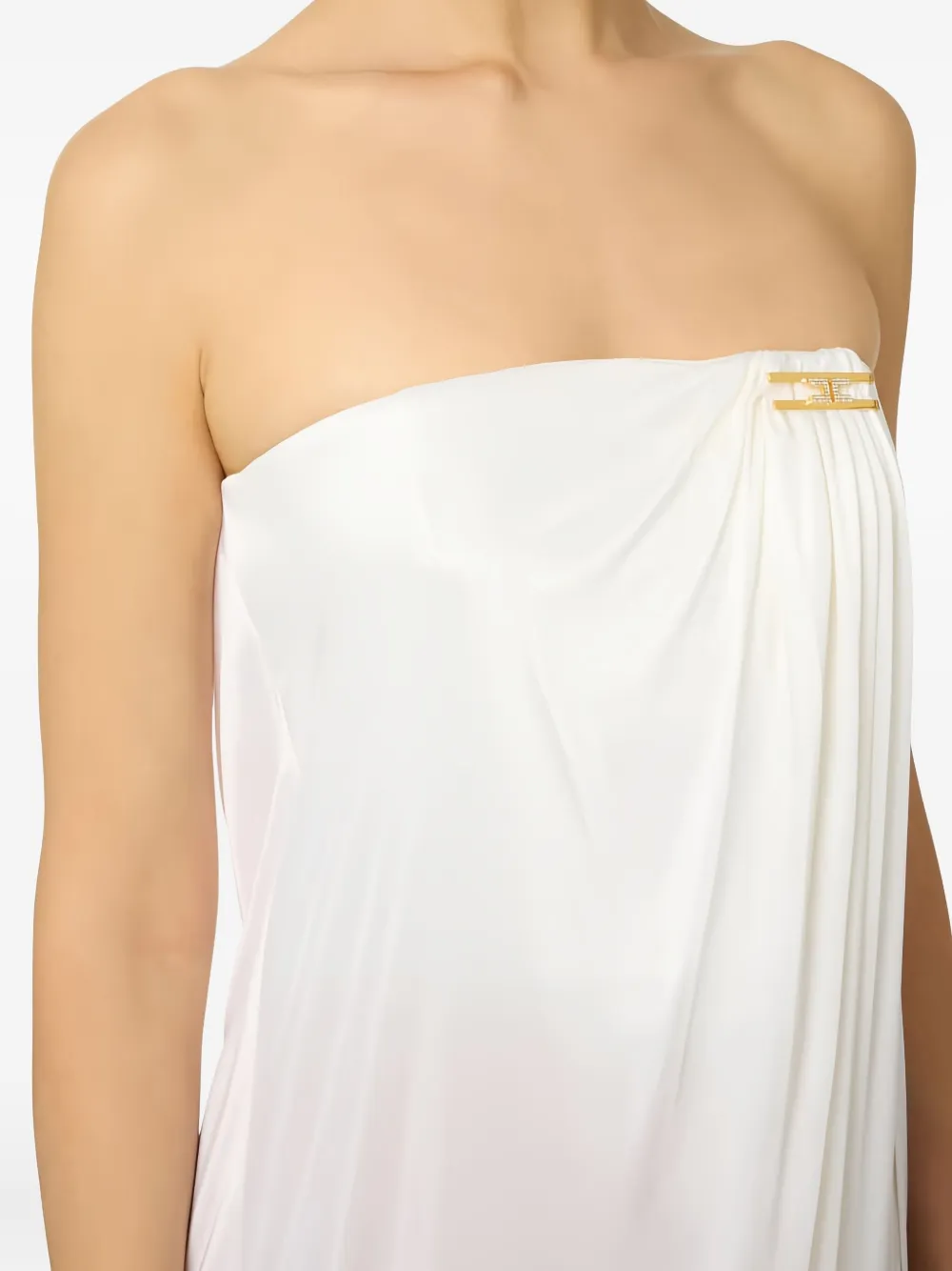 Elisabetta Franchi Maxi-jurk met kale schouders en plakkaat Wit