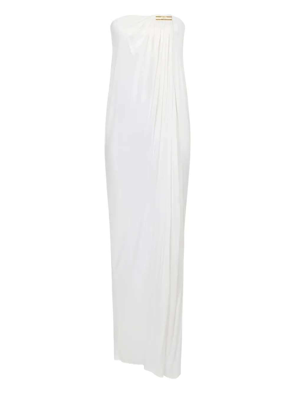 Elisabetta Franchi bare-shoulders jewel-plaque maxi dress | White | Image 1