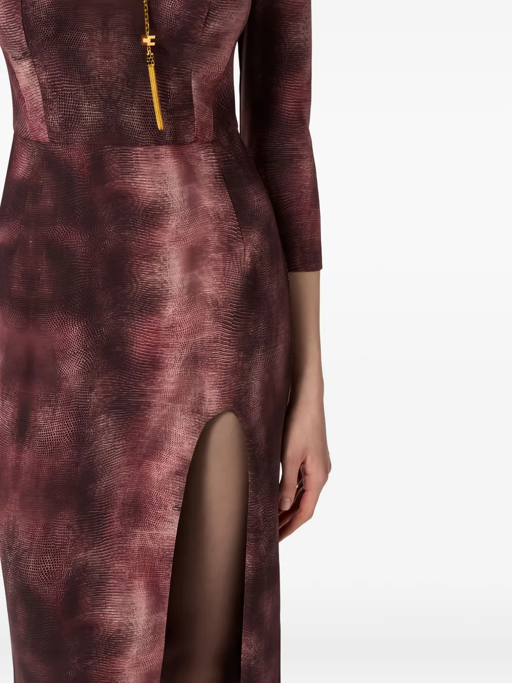 Elisabetta Franchi Python-print Midi Dress In Purple