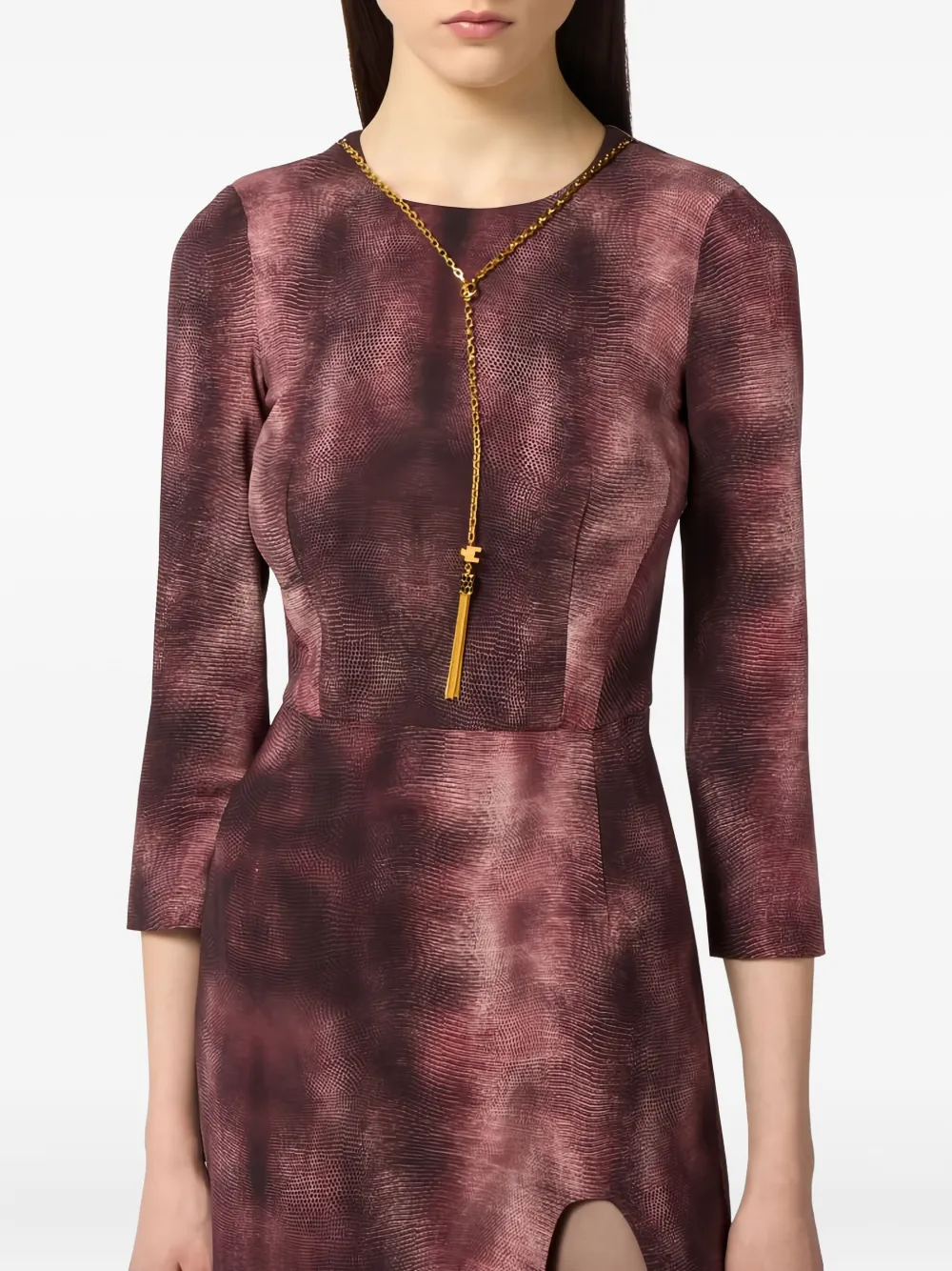 Elisabetta Franchi Python-print Midi Dress In Purple