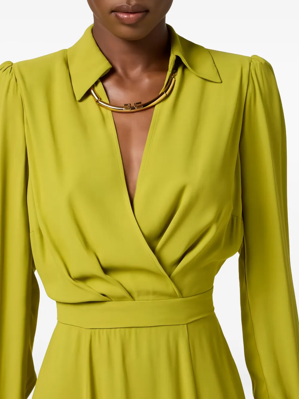 Elisabetta Franchi Geplooide jurk met halsketting Groen