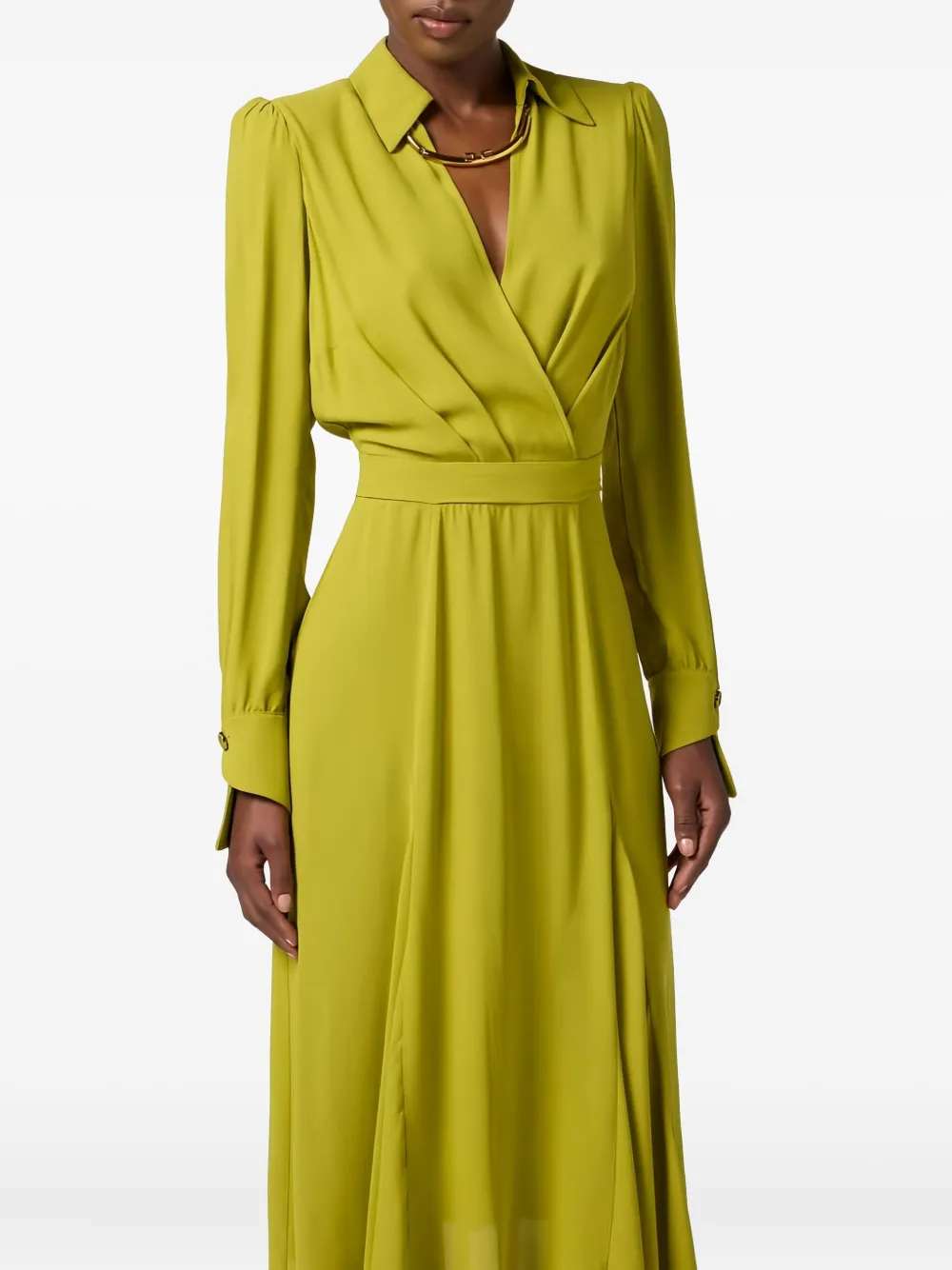 Elisabetta Franchi Geplooide jurk met halsketting Groen