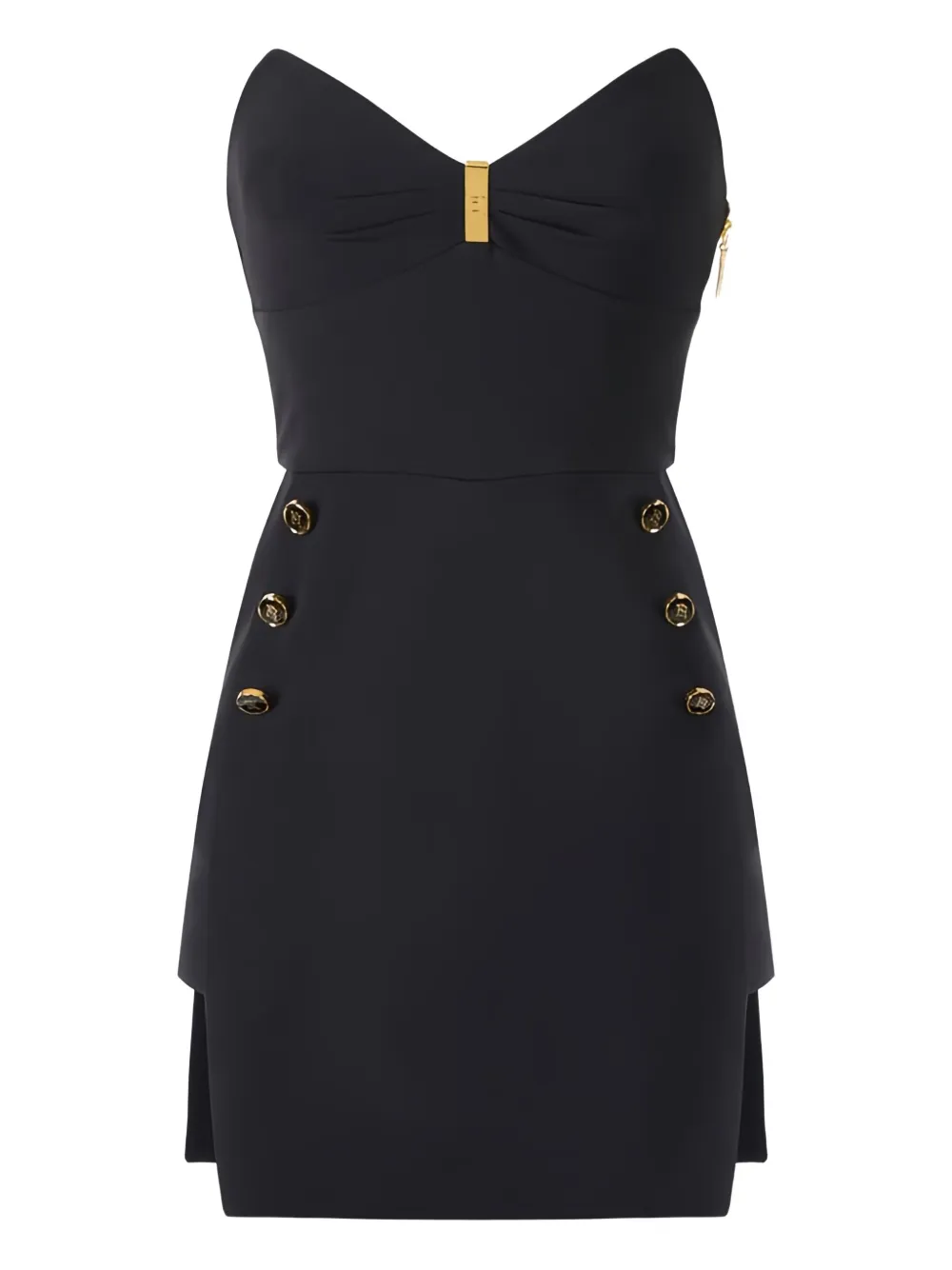 Elisabetta Franchi Black Lightweight Crepe Bustier Dress In Black