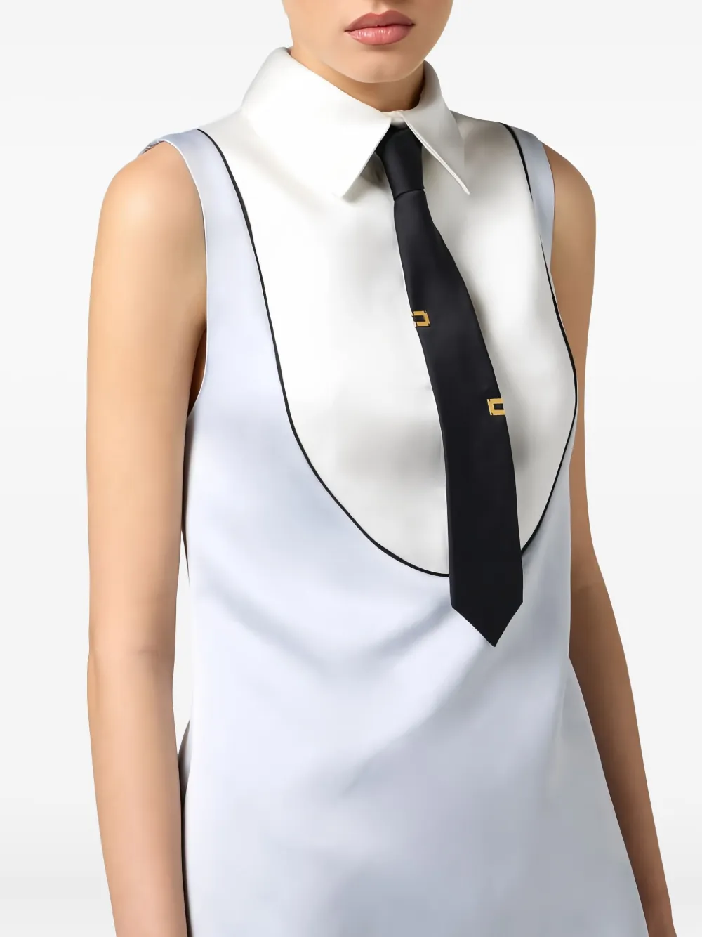 Elisabetta Franchi Mini-jurk met gestrikte kraag Blauw