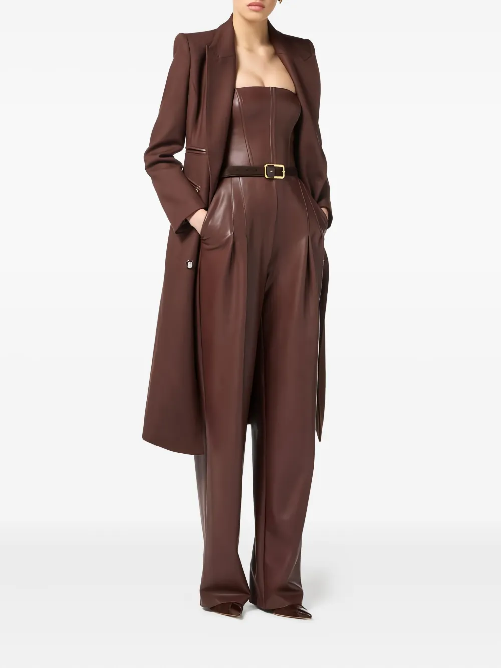 Elisabetta Franchi enamelled-button double-breasted coat | Double Breasted & Peacoats | Image 2