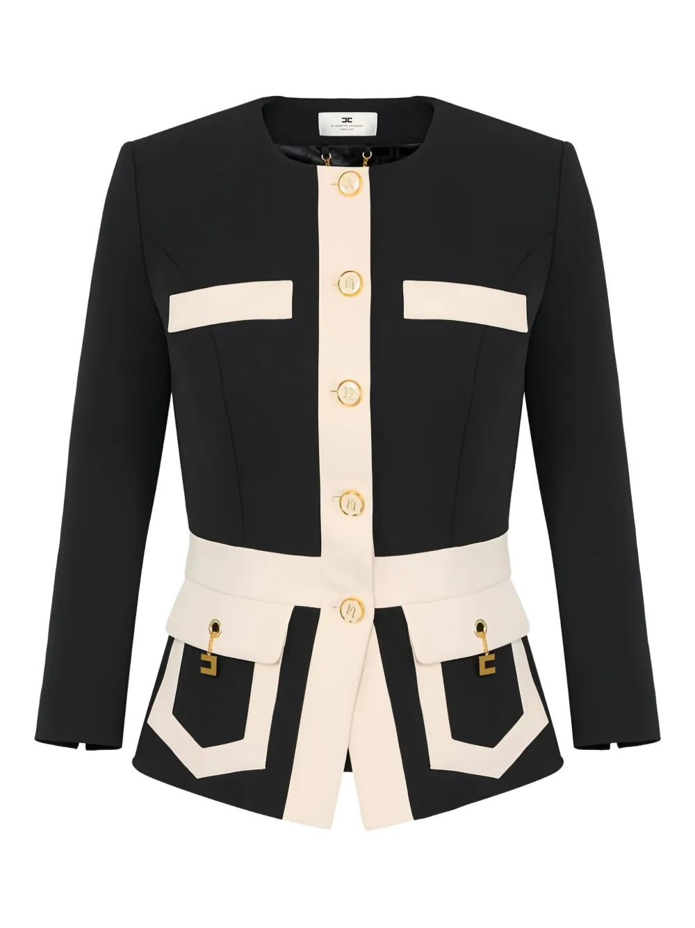 Elisabetta Franchi colour-blocking button jacket | Black | Image 1