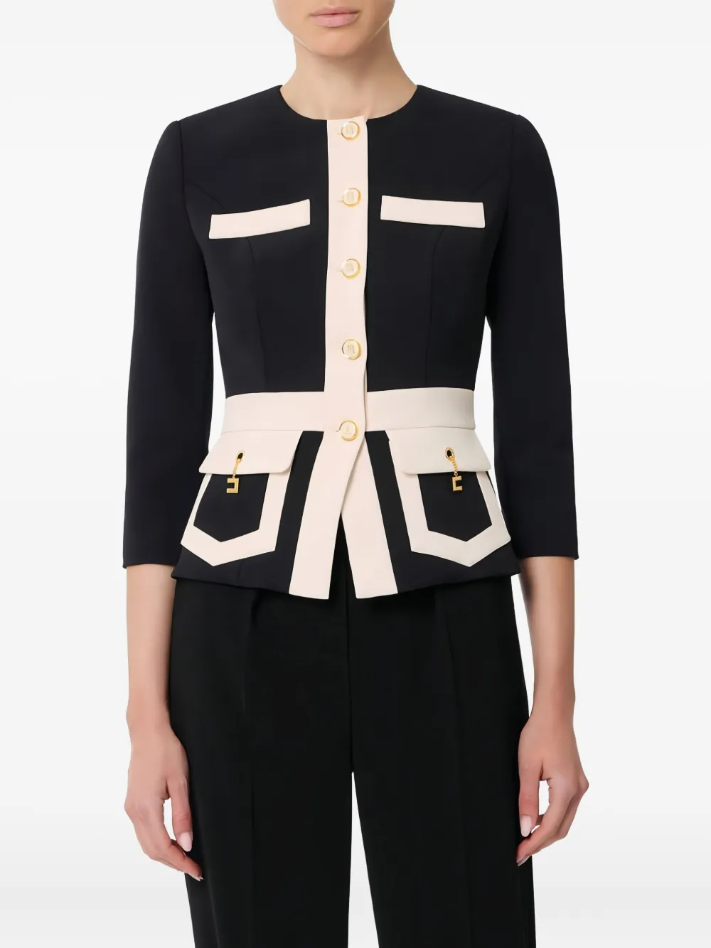 Elisabetta Franchi colour-blocking button jacket | Fitted Jackets | Image 2