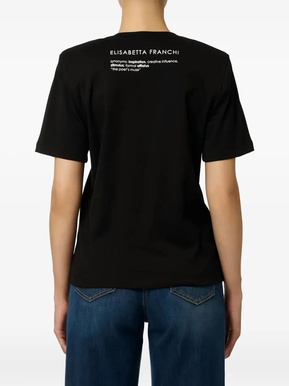 Elisabetta Franchi T-shirt met gewatteerde schouderzak Zwart