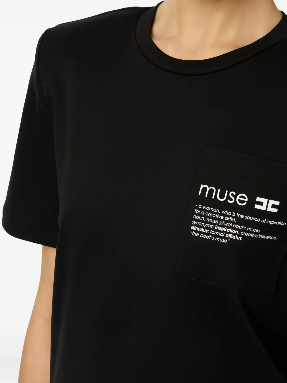 Elisabetta Franchi T-shirt met gewatteerde schouderzak Zwart