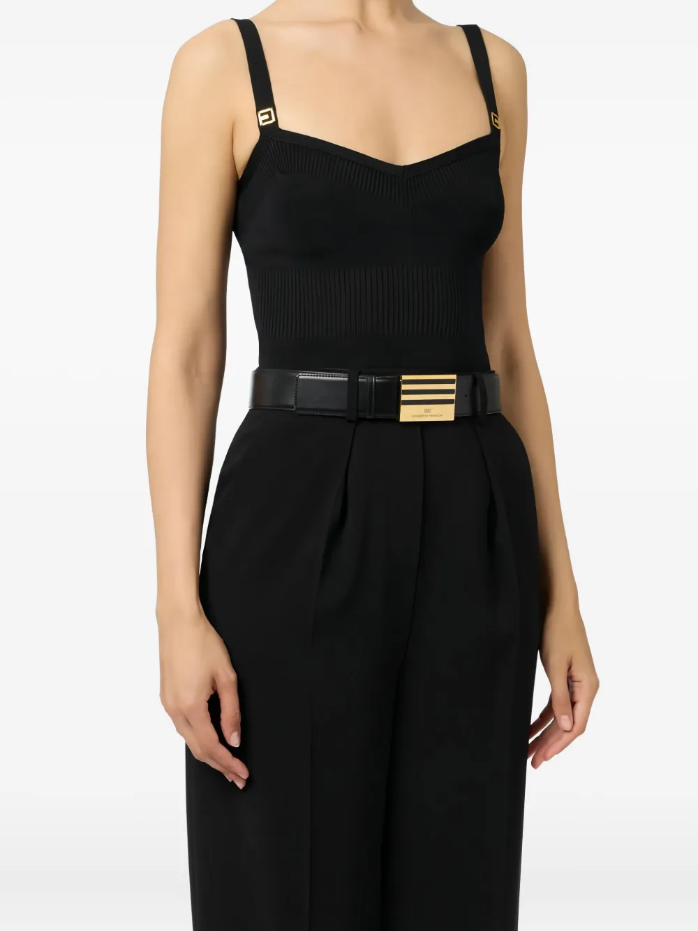 Elisabetta Franchi Logo-detail Buckle Belt In Black