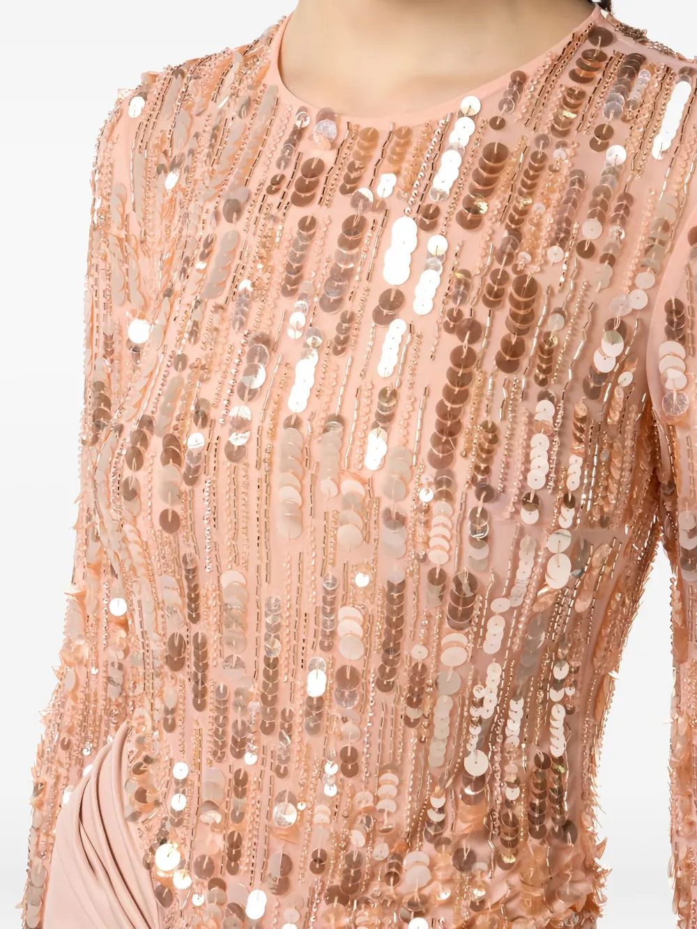 Elisabetta Franchi Red Carpet gedrapeerde jurk verfraaid met pailletten Beige