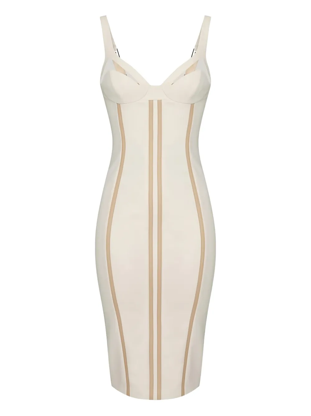 Elisabetta Franchi Adjustable-straps Panelled Midi Dress In White